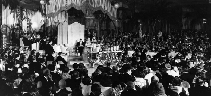 Image from the very first Academy Award ceremony at the Hollywood Roosevelt Hotel on May 16, 1929. Photo courtesy of the Academy of Motion Picture Arts and Sciences