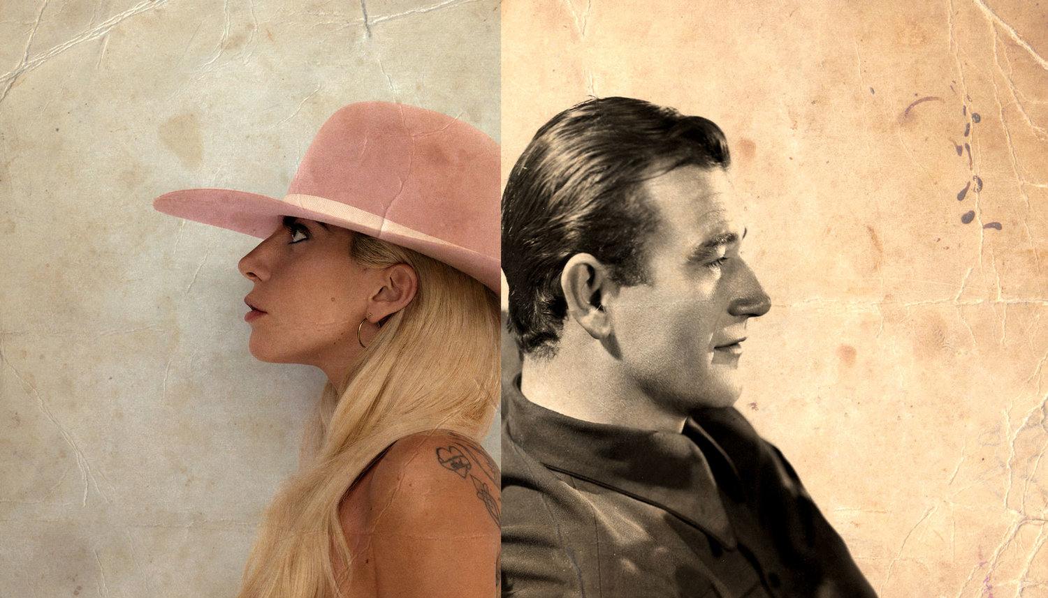 The cover of Lady Gaga’s album Joanne (2016), photo courtesy of Interscope Records. An image of John Wayne from the 1930’s, photo courtesy of John Wayne Enterprises.