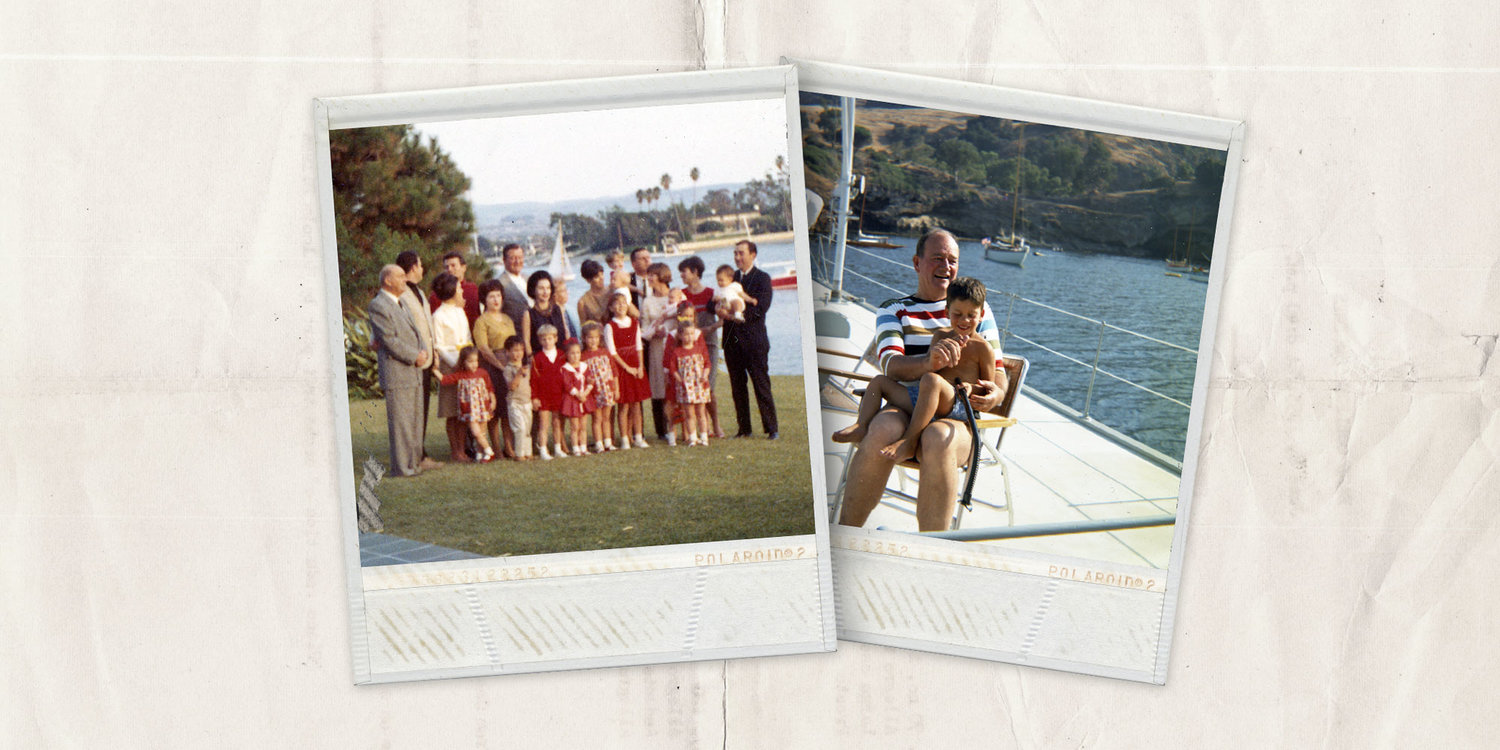 The Wayne Family at their home in Newport Beach, California, posing for their Christmas card photo in 1965. John Wayne and Ethan Wayne aboard the family boat the Wild Goose at Catalina Island, California, in the mid 1960’s. Photos courtesy of John W…