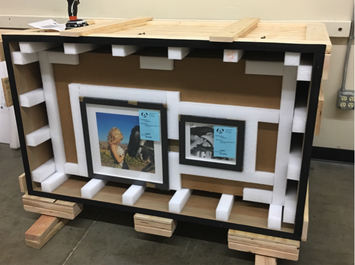 Custom boxes were built to ensure the framed images made the trip unharmed. Photo courtesy of John Wayne Enterprises