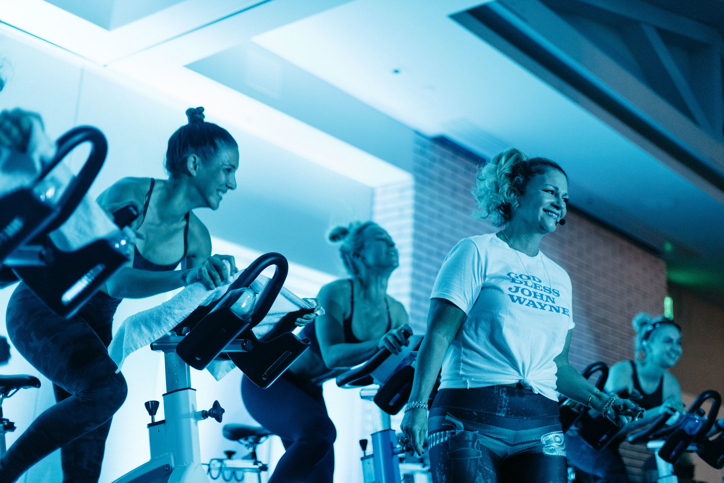 Energetic choreography and enthusiasm from the GritCycle instructors kept riders in motion during a three-hour cycle class to raise funds for the John Wayne Cancer Foundation.