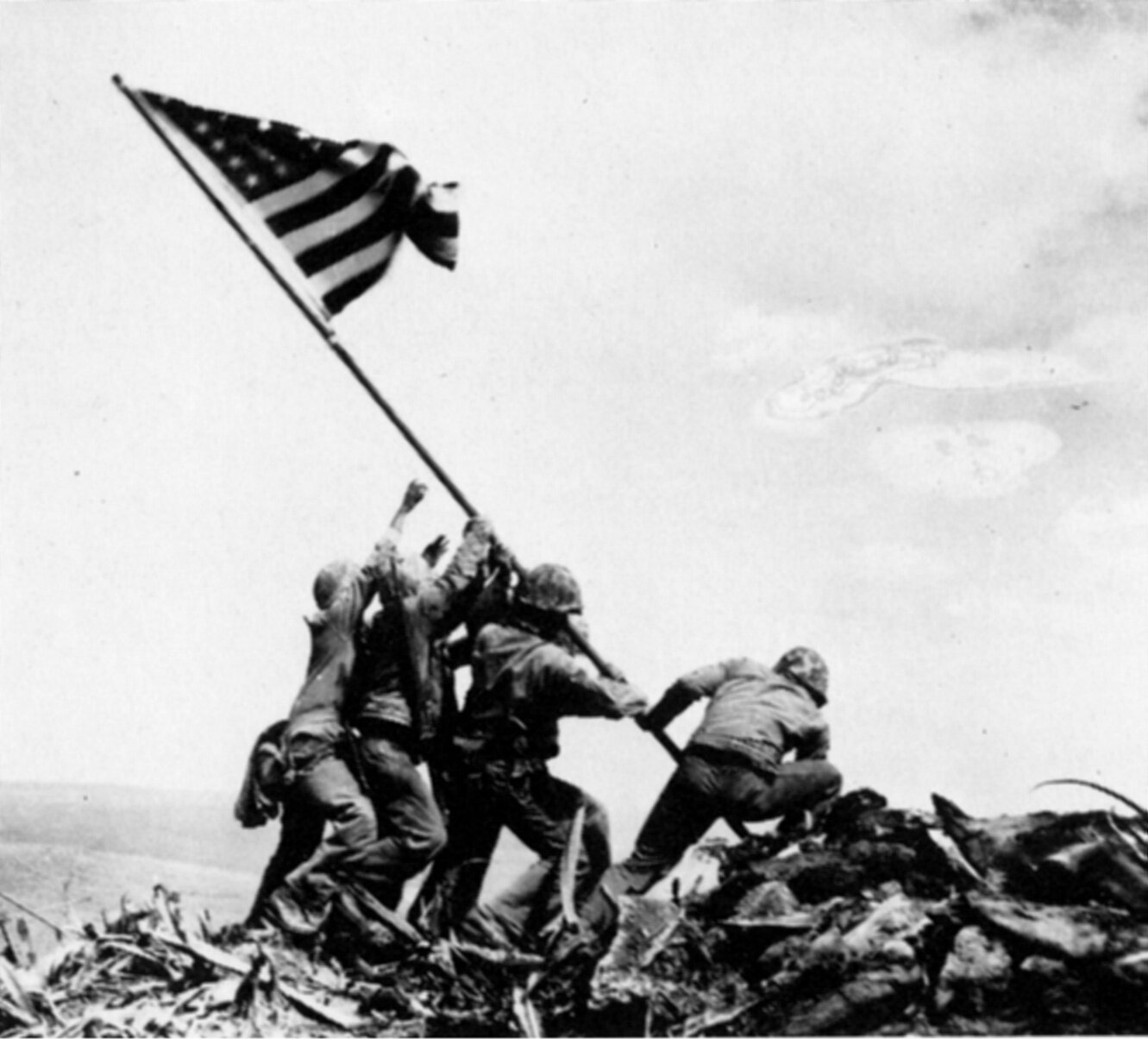 The first flag raised on Iwo Jima during WWII, provided by Annin Flagmakers.