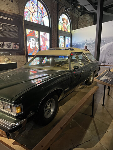 John Wayne commissioned Barris Kustom to raise the roof of this 1976 Pontiac Grand Safari Station Wagon, currently on display at the John Wayne: An American Experience exhibit. The Station Wagon is on loan courtesy of Alice Johnson-McKinney. Photo courtesy of Amy Lipson.